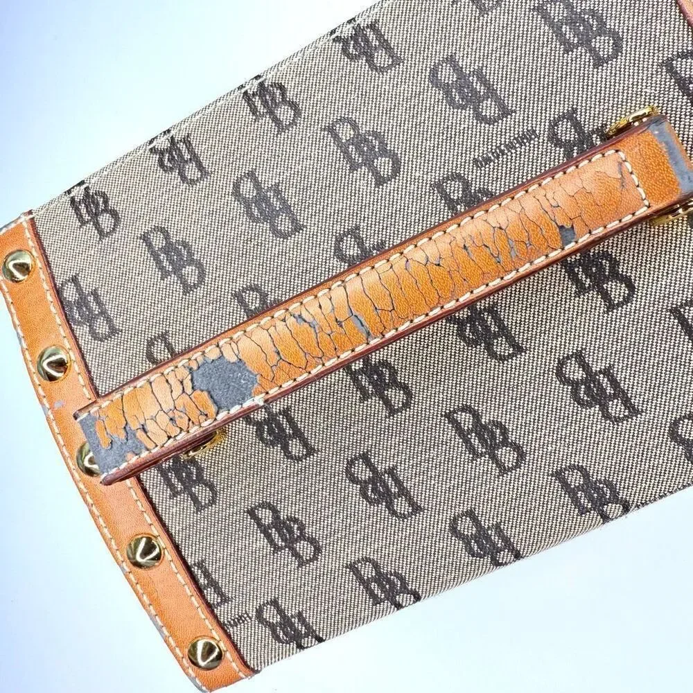 Vintage B. Brentano BB Monogram Vanity/Box Case, Made in Italy, Gold-Tone Lock